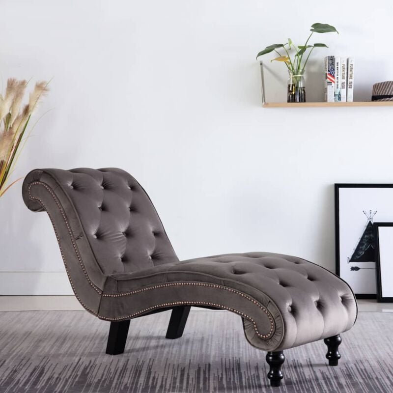 Vidaxl - Chaise longue Velours Gris