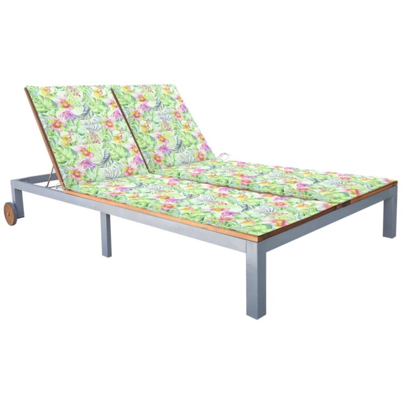 Mercatoxl - Chaise longue 2 places avec coussin Acacia solide et acier