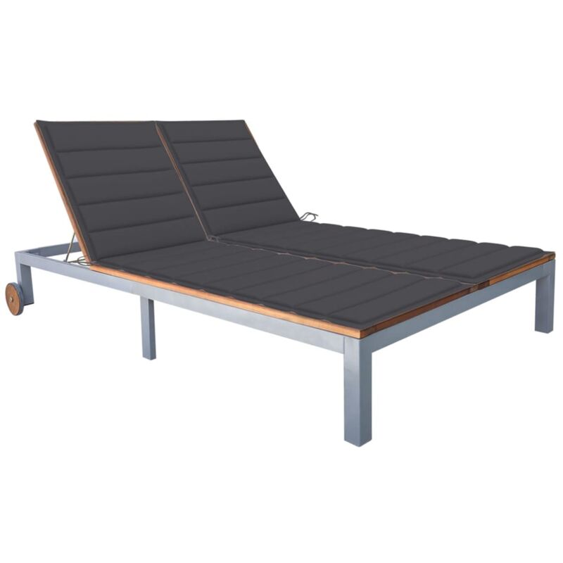 Mercatoxl - Chaise longue 2 places avec coussin Acacia solide et acier