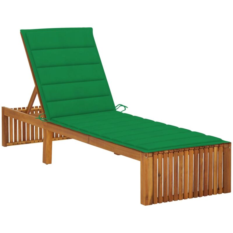 Chaise longue avec coussin Bois d'acacia solide
