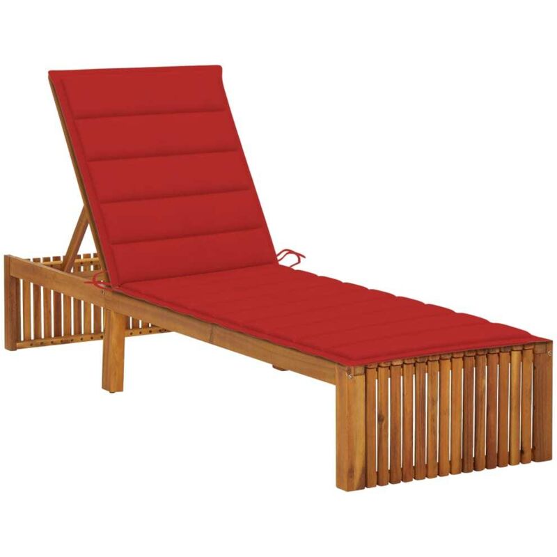Chaise longue avec coussin Bois d'acacia solide
