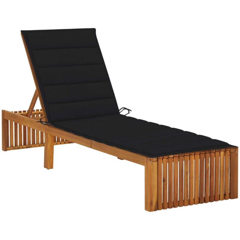 Chaise longue avec coussin Bois d'acacia solide