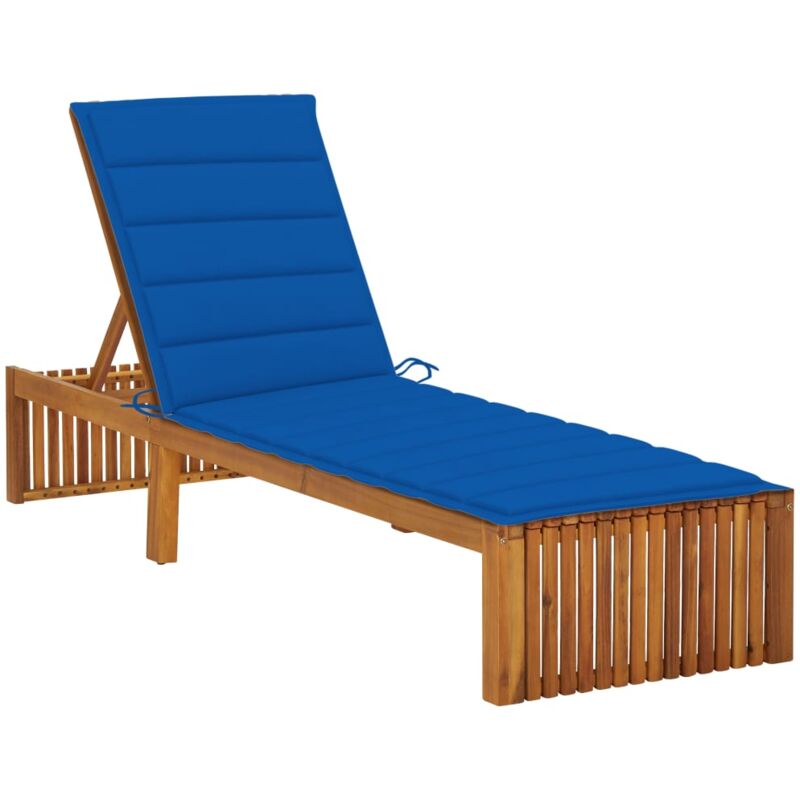 Chaise longue avec coussin Bois d'acacia solide