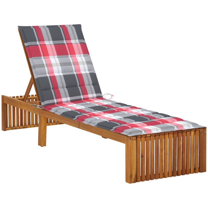 Chaise longue avec coussin Bois d'acacia solide