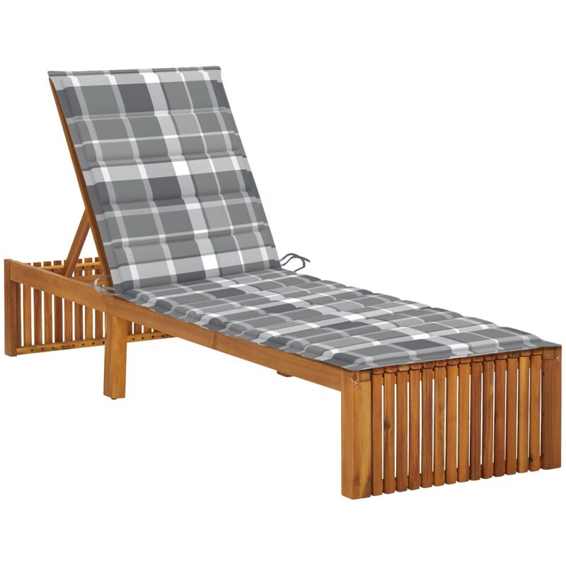 Chaise longue avec coussin Bois d'acacia solide