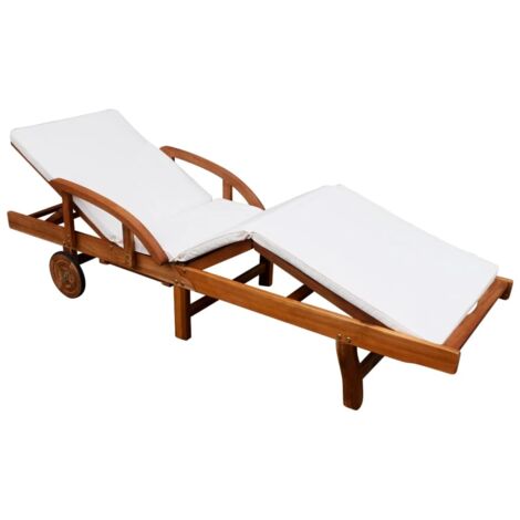 Vidaxl – Chaise longue chilienne en bois d'acacia massif – Dossier et repose-pied réglables – Housse de coussin lavable – Confort optimal