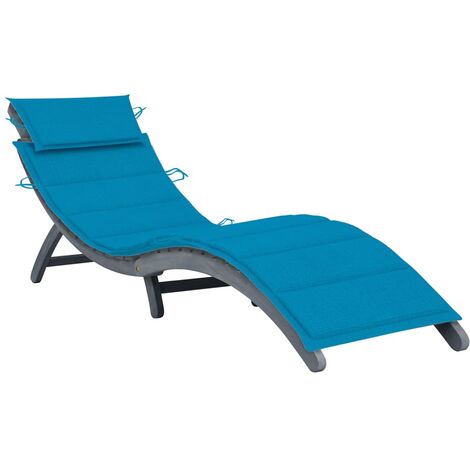 Chaise longue avec coussin Gris Bois d'acacia solide 2