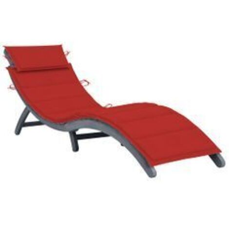 Chaise longue avec coussin Gris Bois d'acacia solide