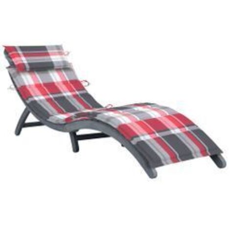 Chaise longue avec coussin Gris Bois d'acacia solide