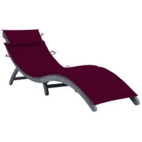 Chaise longue avec coussin Gris Bois d'acacia solide
