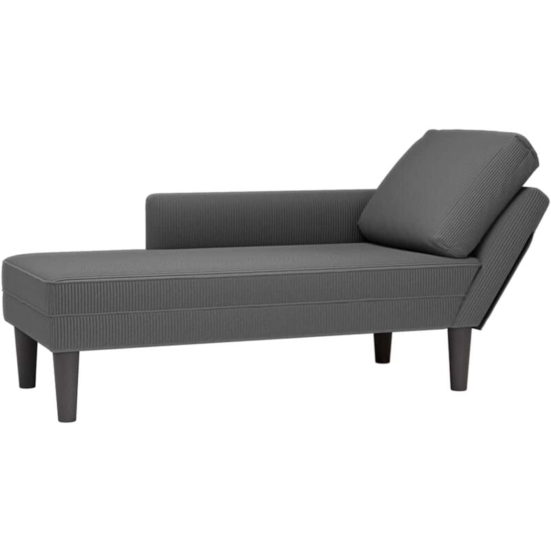 Vidaxl - Chaise longue avec coussin gris foncé tissu en velours côtelé