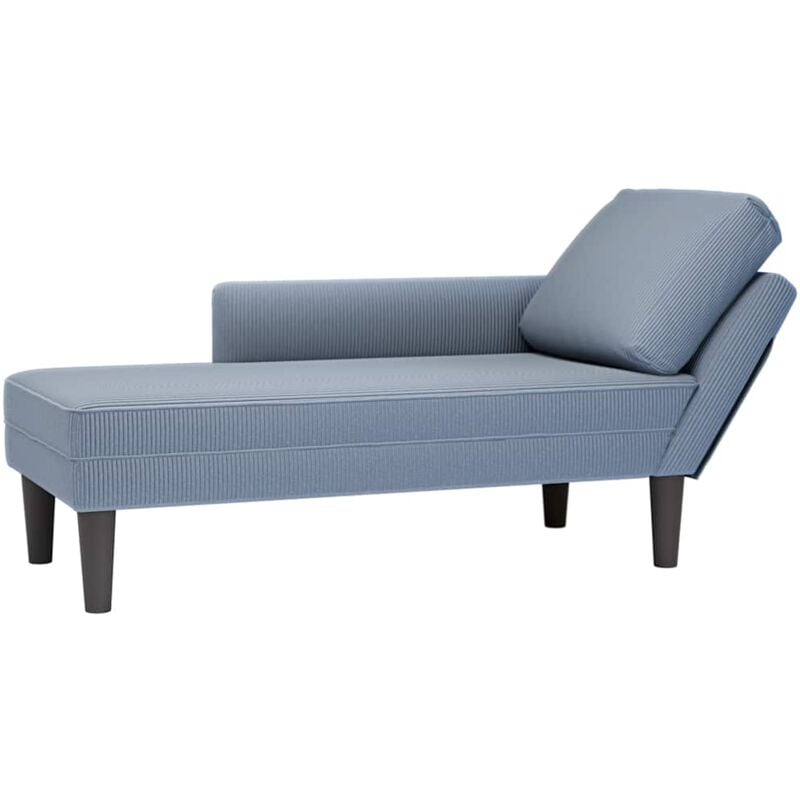 Vidaxl - Chaise longue avec coussin bleu tissu en velours côtelé