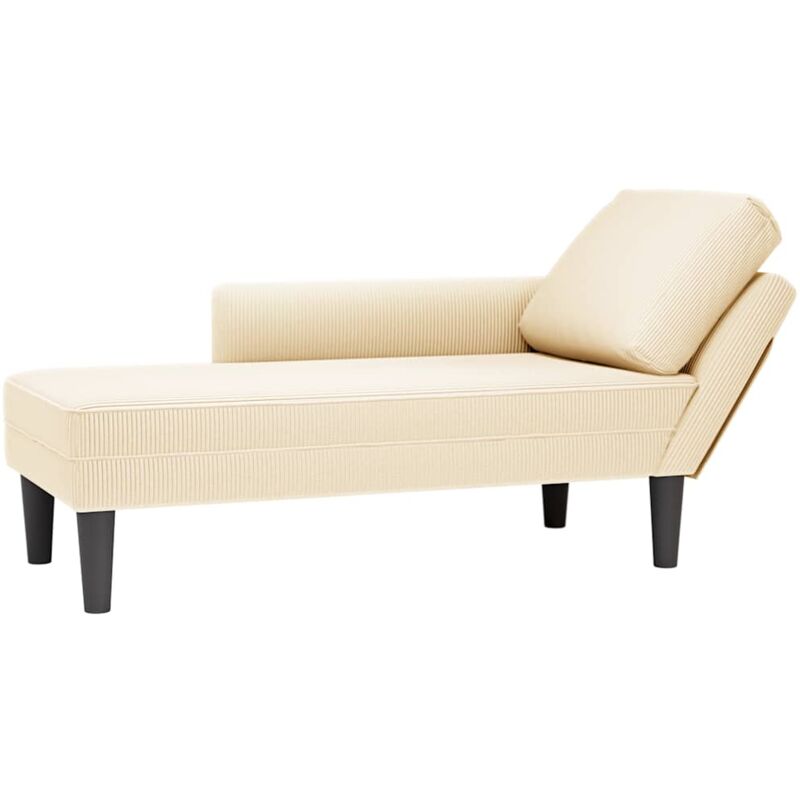 Vidaxl - Chaise longue avec coussin crème tissu en velours côtelé