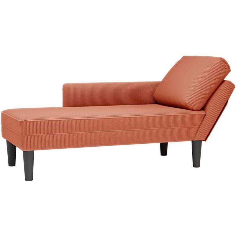 Vidaxl - Chaise longue avec coussin rouge orange tissu en velours côtelé