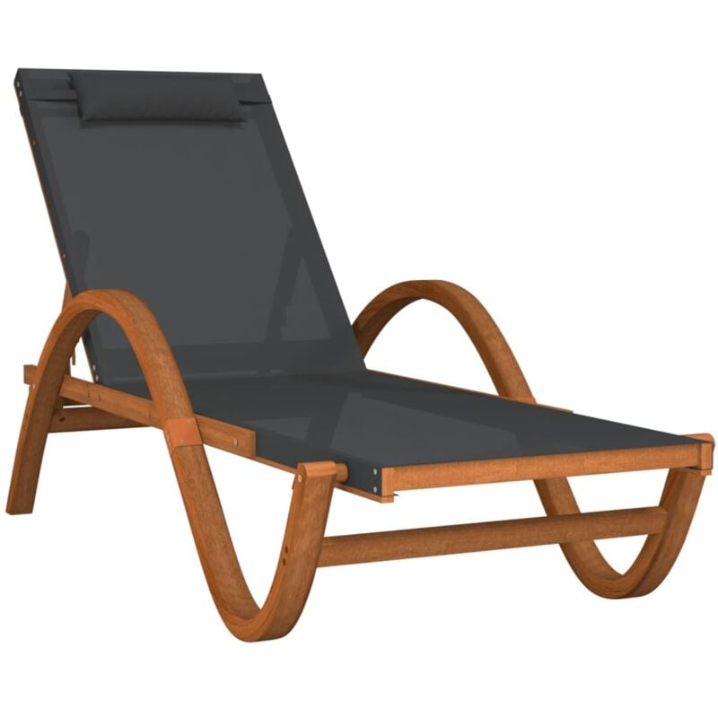 Vidaxl - Chaise longue avec coussin gris textilène/bois massif peuplier