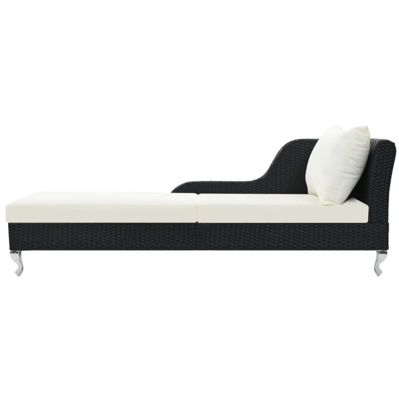 Vidaxl - Chaise longue avec coussin Résine tressée Noir