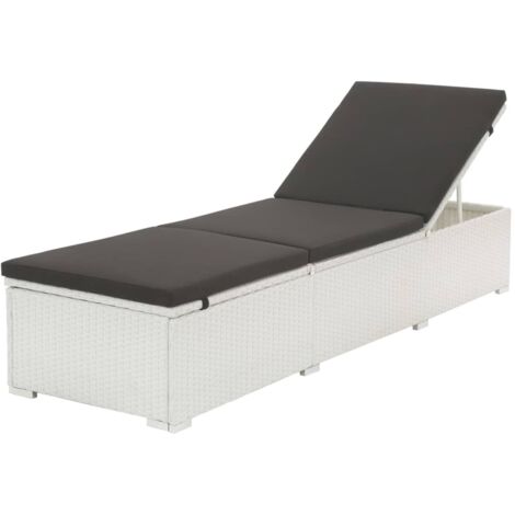 Vidaxl – Transat réglable en résine tressée – Structure en acier enduit de poudre – Coussin amovible épaisseur 5cm – Dimensions 195x60x(31-68)cm