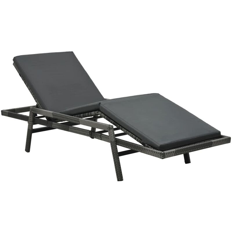 Vidaxl - Chaise longue avec coussin Résine tressée Gris