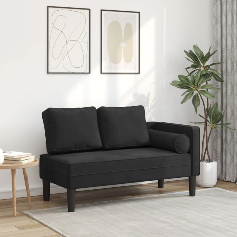 Chaise longue avec coussins noir velours - Vidaxl