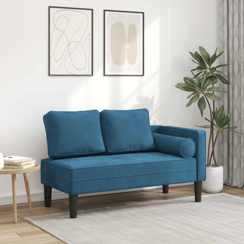 Chaise longue avec coussins bleu velours - Vidaxl