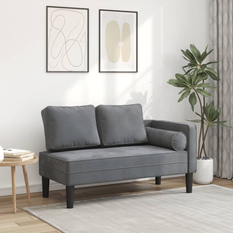 Vidaxl - Chaise longue avec coussins gris foncé velours
