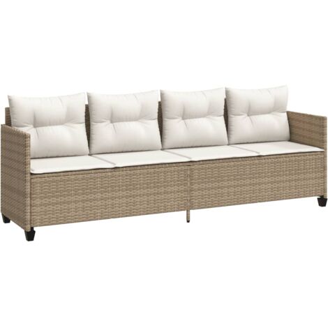 Chaise longue avec coussins beige résine tressée