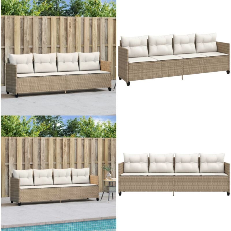 Chaise longue avec coussins beige résine tressée - Chaises Longues - Bain De Soleil - Meuble De Jardin - Fauteuil Extérieur - Salon De Jardin - Home