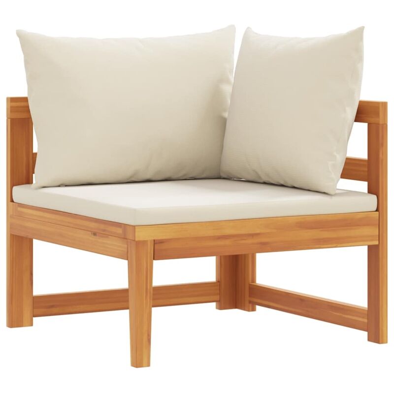 Vidaxl - Canapé d'angle avec coussins blanc crème Bois d'acacia solide