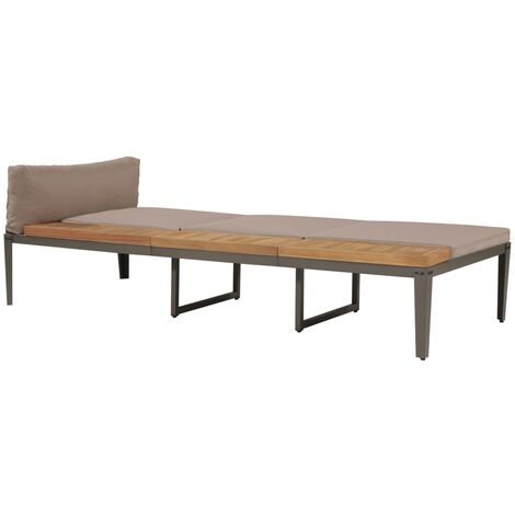 Chaise longue avec coussins Bois d'acacia solide Marron vidaXL - Brun