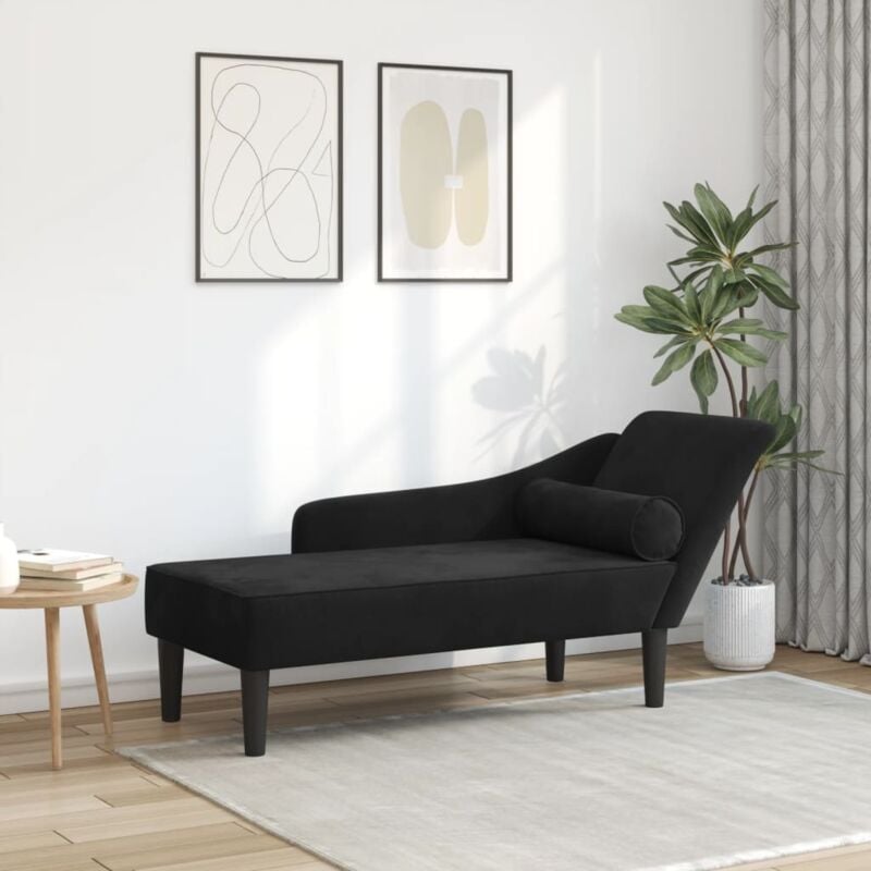 Chaise longue avec coussins noir velours Vidaxl