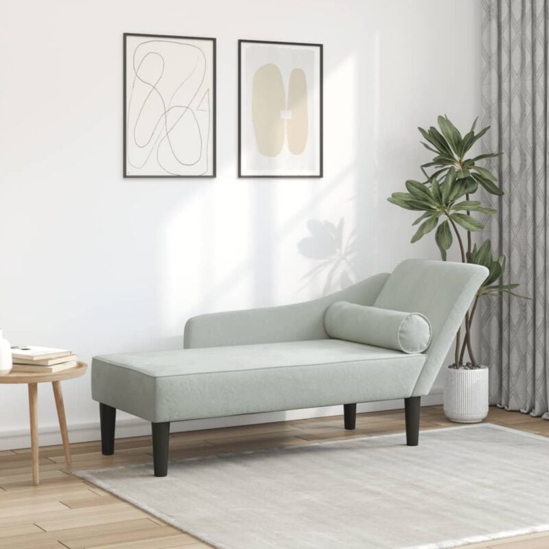Vidaxl - Chaise longue avec coussins gris clair velours