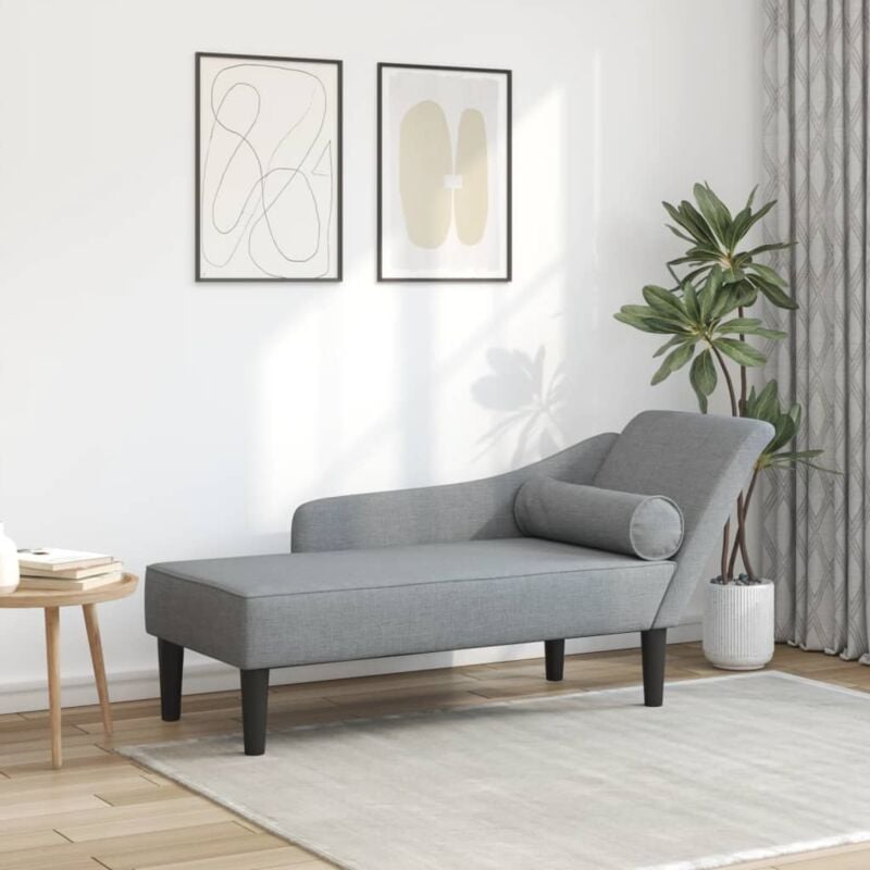 Chaise longue avec coussins gris clair tissu - Vidaxl