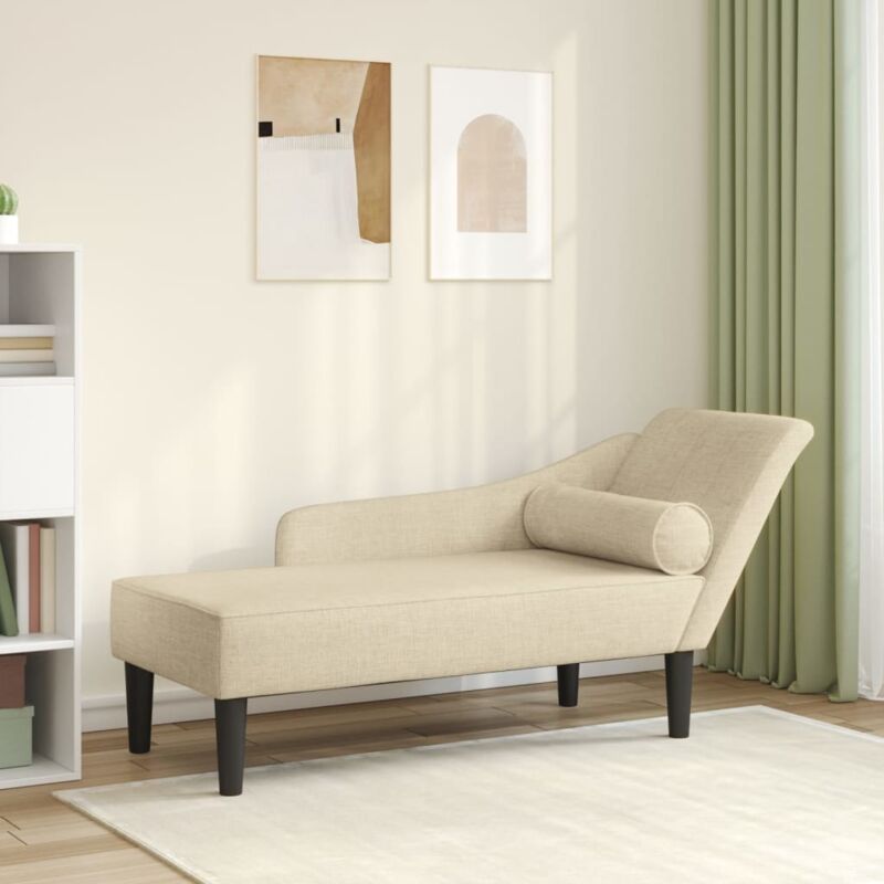 Chaise longue avec coussins crème tissu Vidaxl