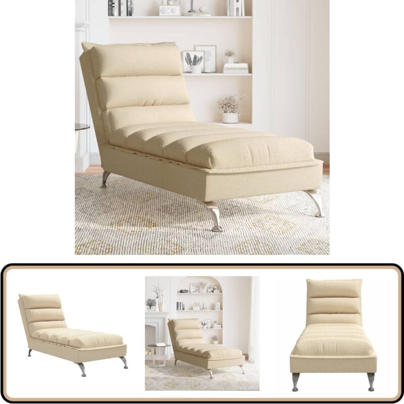 Vidaxl - Chaise longue avec coussins crème tissu - Chaises Longues - Chaise Longue Design - Mobilier Extérieur - Salon De Jardin - Détente