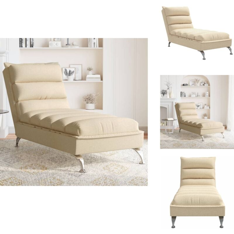 Vidaxl - Chaise longue avec coussins crème tissu - Chaises Longues - Chaise Longue Design - Mobilier Extérieur - Salon De Jardin - Détente