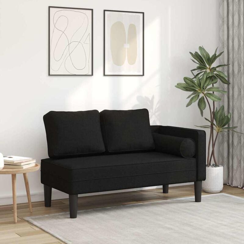 Vidaxl - Chaise longue avec coussins noir tissu