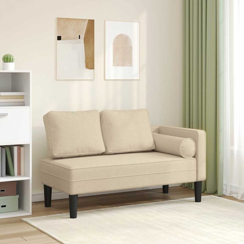 Chaise longue avec coussins crème tissu - Vidaxl