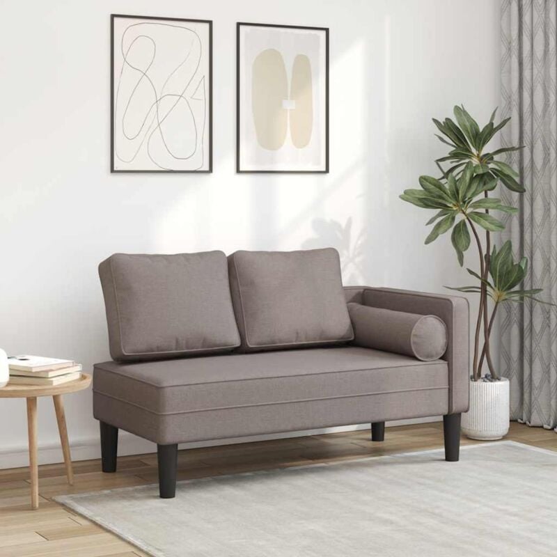 Chaise longue avec coussins taupe tissu - Vidaxl