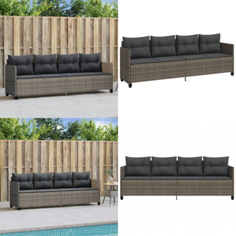 Chaise longue avec coussins gris résine tressée - Chaises Longues - Chaises Longues Pliantes - Transats - Lit De Bronzage - Mobilier De Jardin - Home & Living