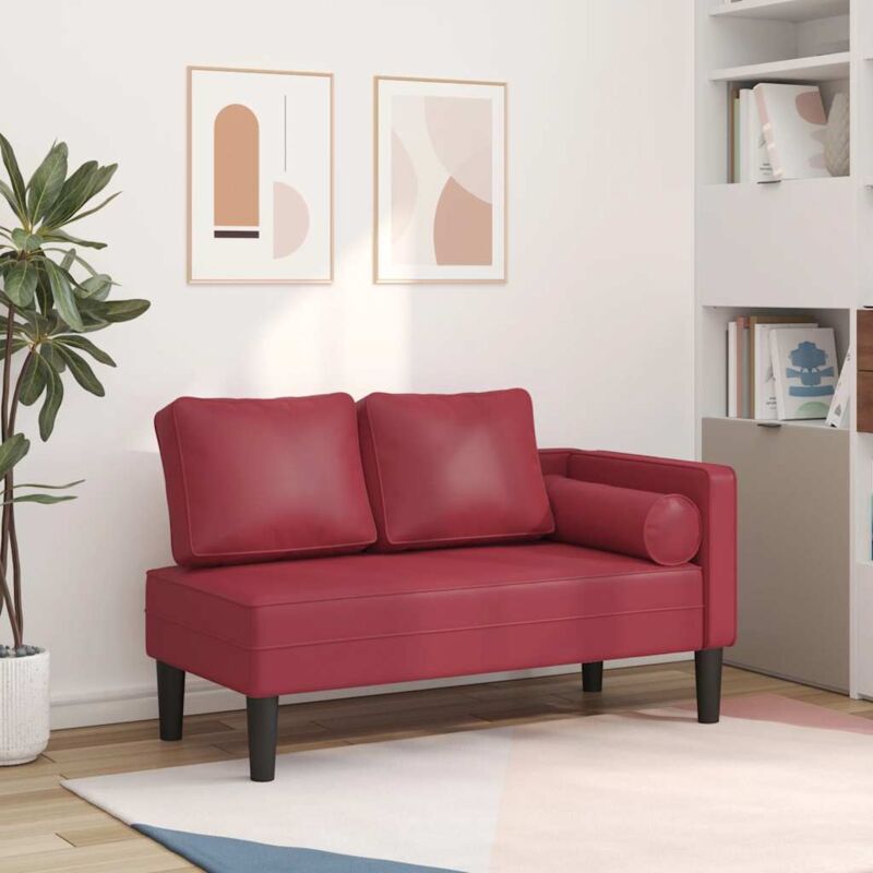 Vidaxl - Chaise longue avec coussins rouge bordeaux similicuir