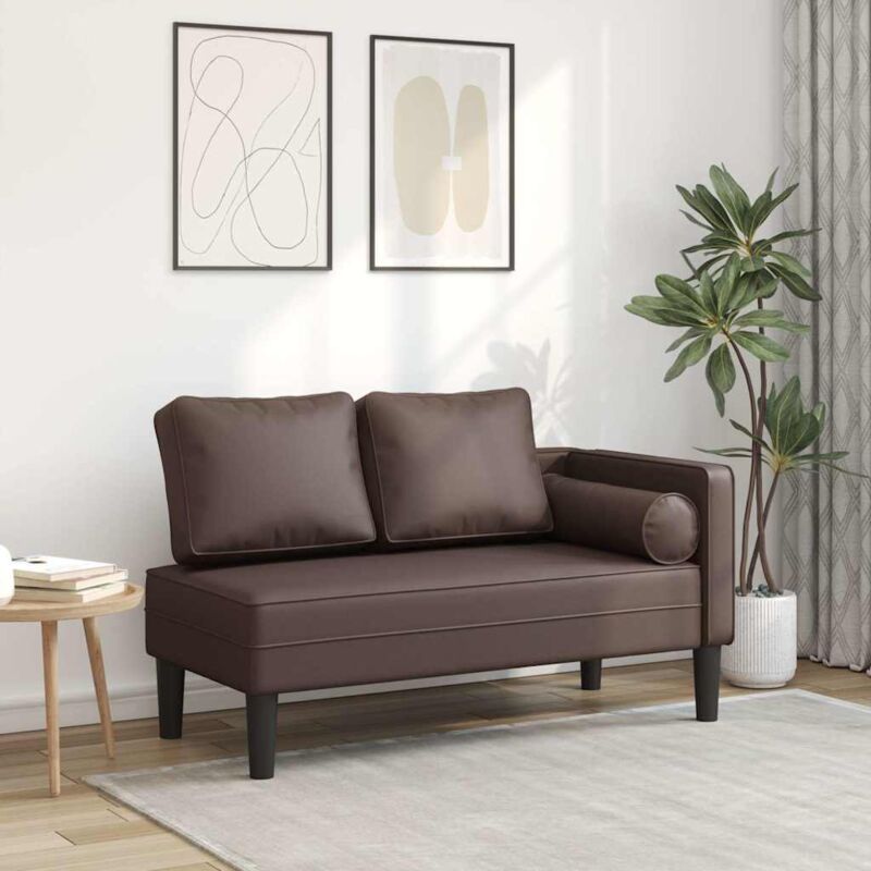 Vidaxl - Chaise longue avec coussins marron similicuir