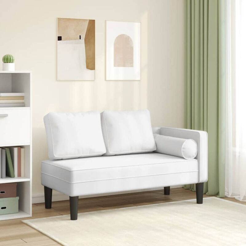 Vidaxl - Chaise longue avec coussins blanc similicuir