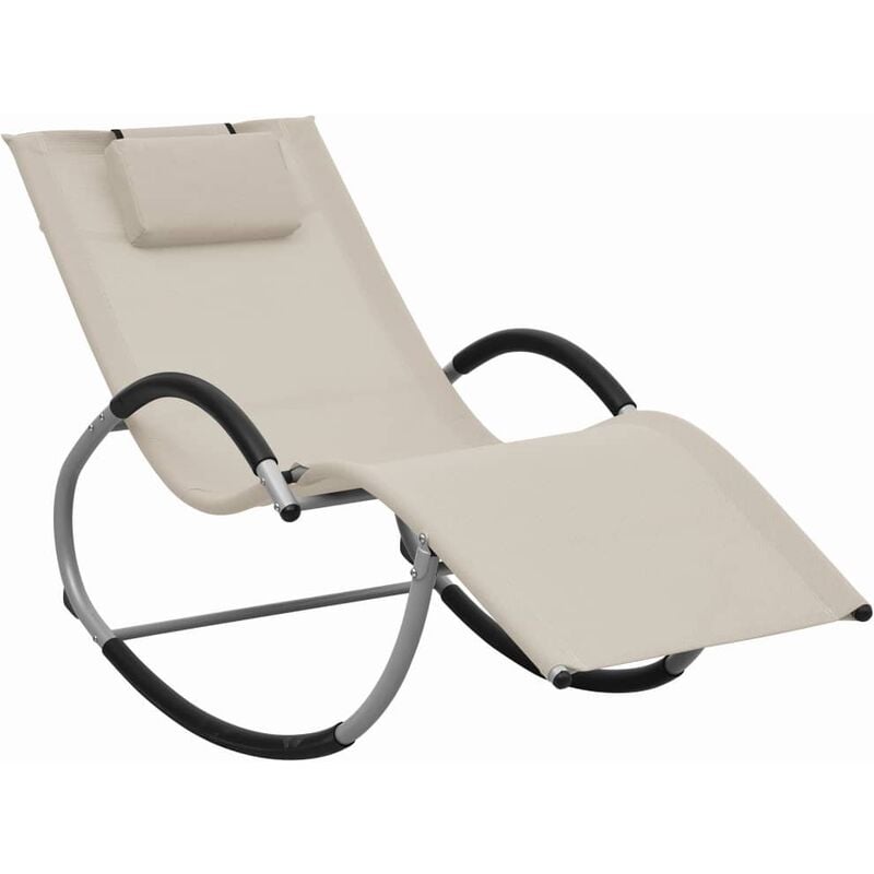 Vidaxl - Chaise longue avec oreiller Crème Textilène