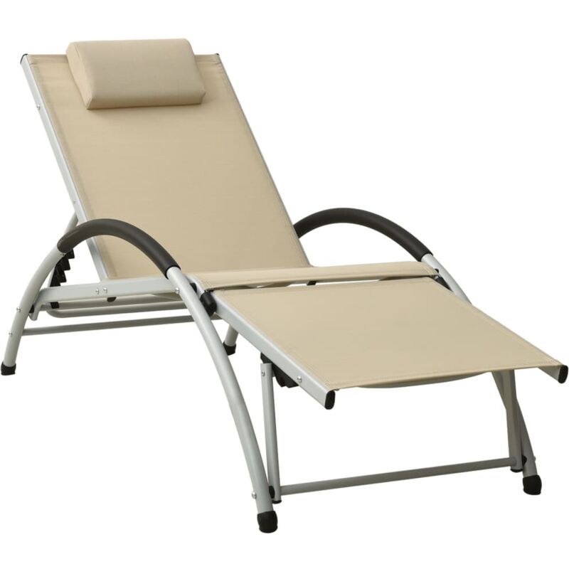 Vidaxl - Chaise longue avec oreiller Textilène Crème