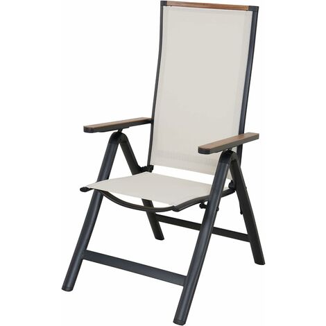 Chaise Longue avec Réglable sur 6 Positions, Accoudoirs Larges, Structure en Aluminium, Transat Jardin Convient pour Jardin, Terrasse (Beige)