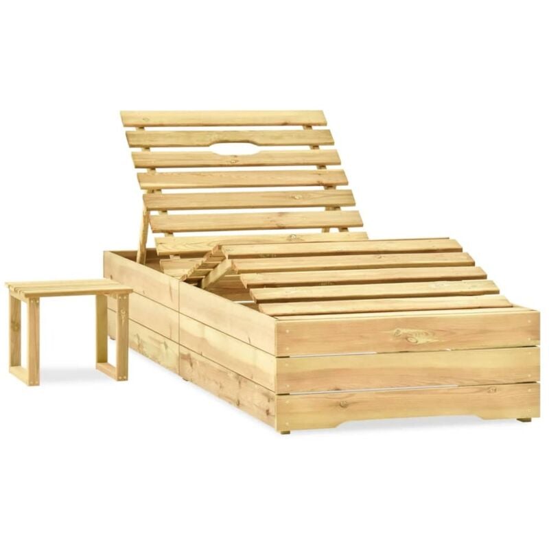 Vidaxl - Chaise longue avec table Bois de pin imprégné de vert