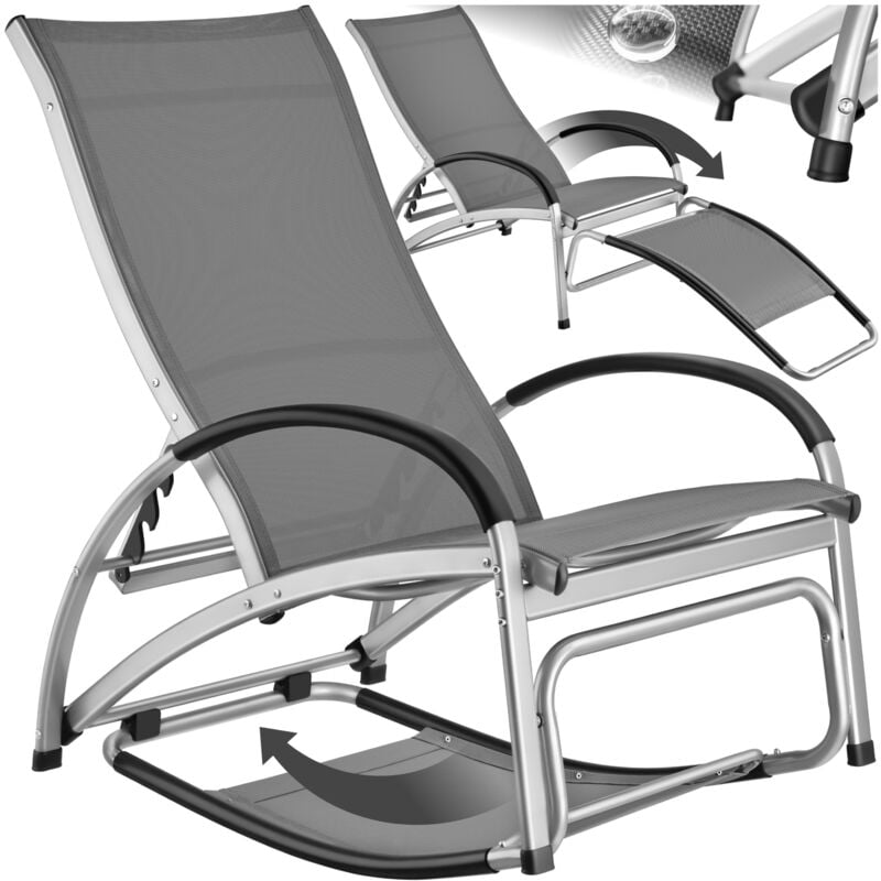 Chaise longue 2 en 1 fonction comme chaise longue ou fauteuil à bascule tissu textilène déperlant et respirant