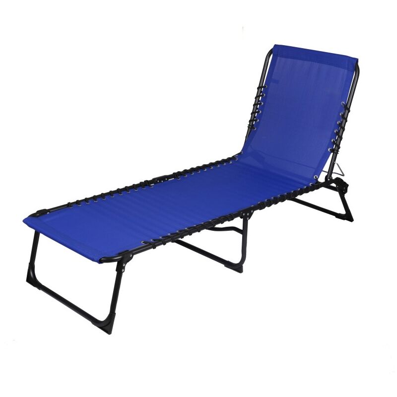 Meublorama - Chaise longue / bain de soleil coloris bleu 190x85x55cm - Bleu