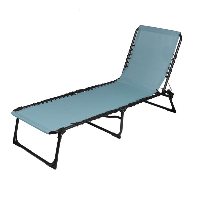 Meublorama - Chaise longue / bain de soleil coloris Bleu gris 190x85x55cm - Bleu