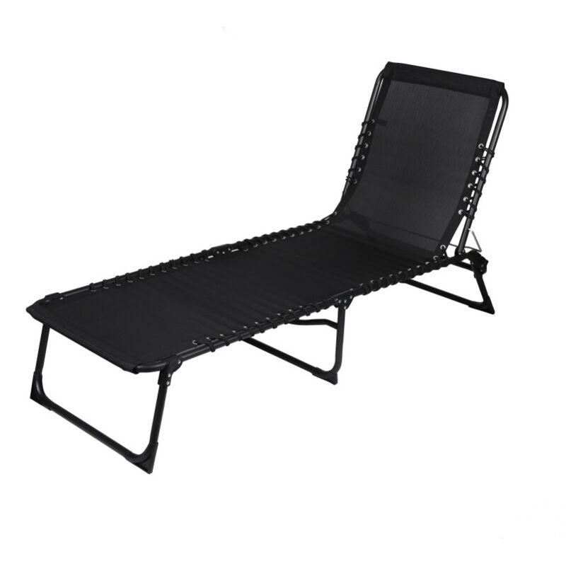 Meublorama - Chaise longue / bain de soleil coloris noir 190x85x55cm - Noir
